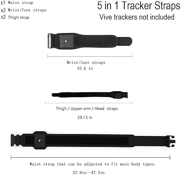 HTC Vive Full Body trackers Belt, trackers Fixed Belt, for Virtual Reality, Tundra Tracker Straps,1 Belt, 2 Bowl Straps, 2 Thigh Straps.