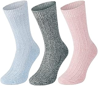 All Things Accessory 3 Pairs Women's Thermal Socks UK 4-8 - Thick Warm Wool Blend Winter Socks for Ladies