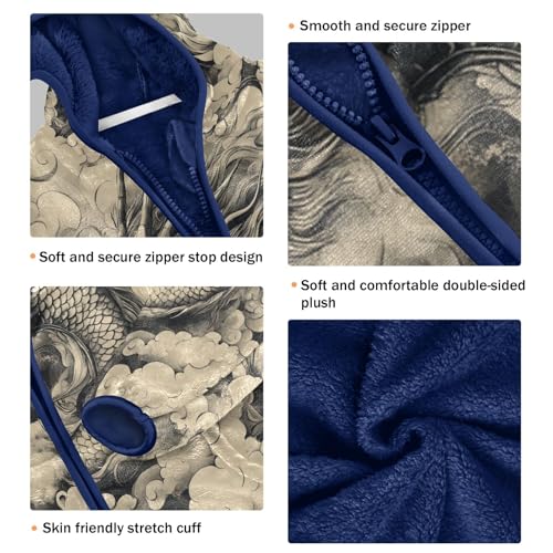 Dragon Amidst Swirling Clouds Toddler Fleece Jacket Girl Boys Hooded Fleece Jacket Coat Warm Outwear Zip-up 3-10T3