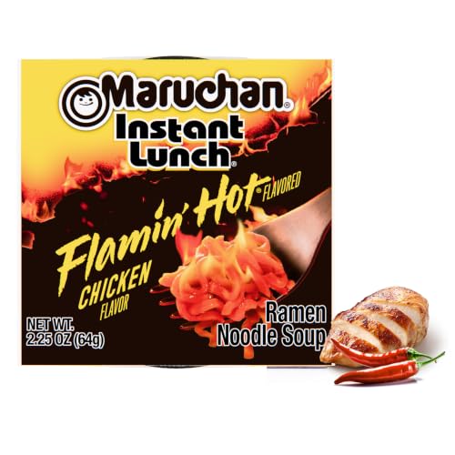 Image of Maruchan Instant Lunch Ramen Noodles, Flamin' Hot Chicken Flavor - Japanese-Style Instant Noodle Soup, Easy Meal Ready in 3 Minutes - 2.25 Oz. (12 Pack)