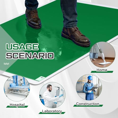 Image of Nuanchu Adhesive Mat Pad Include 1 Sticky Non Slip Base Pad 2 Tacky Dust Mats Construction of 30 Sheets (60 Sheets Total) for Clean Room Science Lab Matting Laboratory Hospital (Green,24x36 Inches)