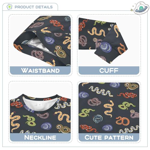 Wusikd Snake Boy Girl Sweatshirt Toddler Crewneck Animal Pullover Sweater Long Sleeve Clothes 5T Multi3