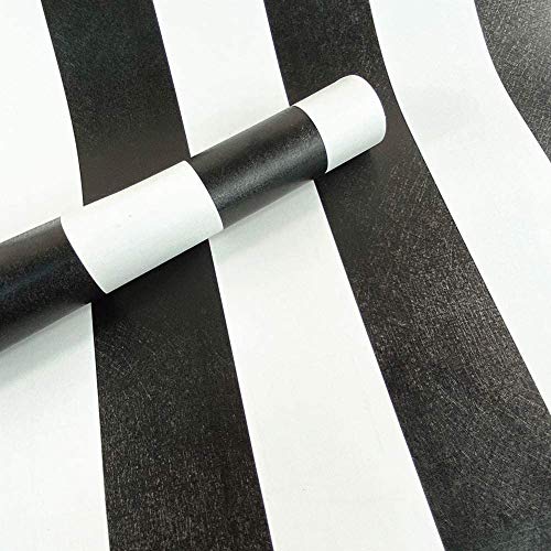 Emoyi Papel tapiz autoadhesivo a rayas blancas y negras de 17.7 x 98 pulgadas