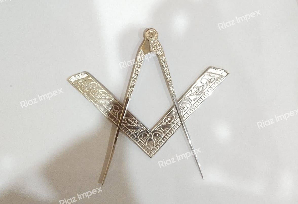 Masonic Lodge Ceremonial SILVER 6" LARGE Square and Compass For Bible CLASS A, Blue Lodge Holy Bible Square Compass Premium Look, Gift For Master Mason,Freemason and Lodge Brothers