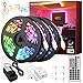 Produktbild NOWES 15M RGB LED Streifen Musik Synch, LED Strip mit Fernbedienung, Farbwechsel Dimmbar Lichterkette 450er 5050 LEDs Lichtband mit 24V Netzteil für Zuhause, Schlafzimmer, Küche, Partydekoration