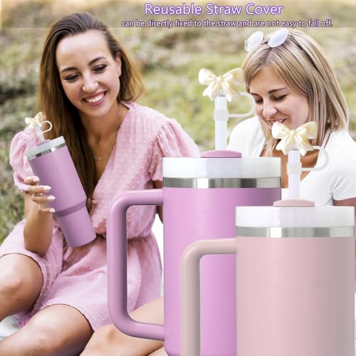 Cubiertas decorativas para pitillos con moño, set 4 blanca perla miniatura 4