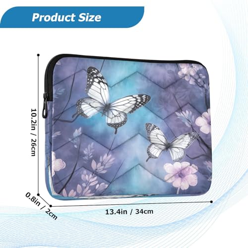 Funda para portátil de 13-14 pulgadas con diseño floral de mariposas miniatura 3