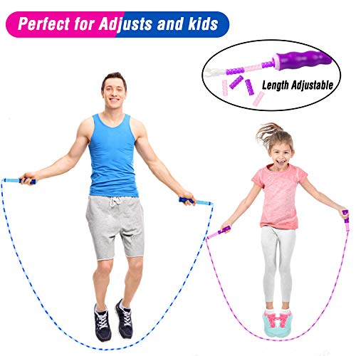 COOYOO Jump Rope Soft Beaded Skipping Rope (3 Pack), Premium Adjustable Free Segmented Tangle-Free Workout Fitness Cardio Skip Rope School Jumping Rope for Men Women Kids,9 Feet