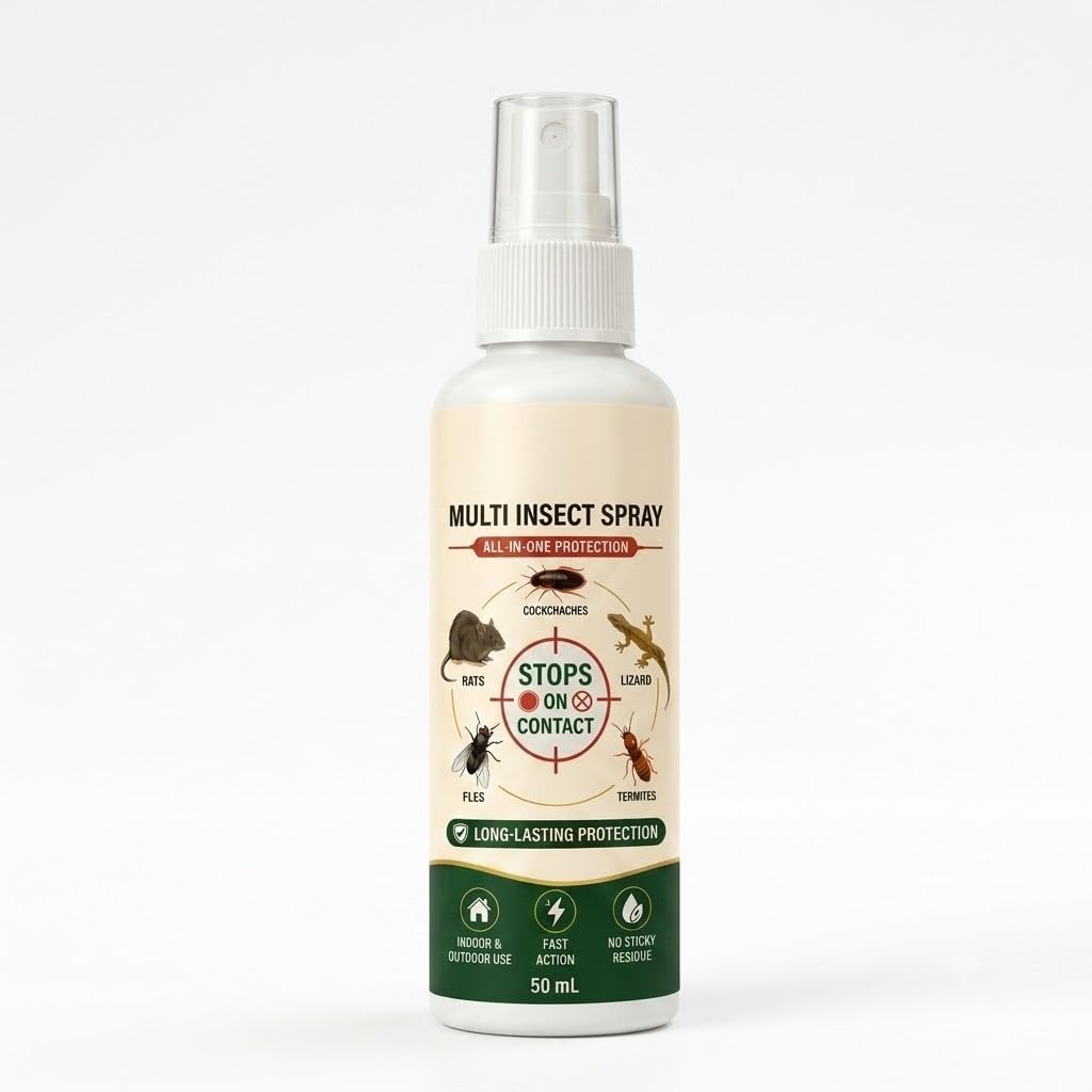 Multi Insect Spray 50ml | Fast-Action Household Pest Control Spray | Cockroach, Ant & Fly Control | Contact Action Formula for Crawling Insects | Indoor & Outdoor Use | Long-Lasting Protection-image-40