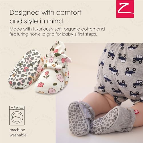 Zutano Unisex Organic Cotton Baby Booties With Gripper Soles, Wildflowers, 24M - image 2