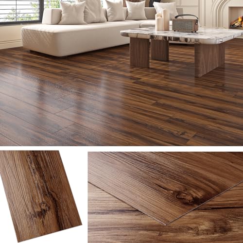 Livelynine Suelo Vinilo Autoadhesivo Madera Natural 90x15 Suelo Vinilico Autoadhesivo Grueso Vinilo Adhesivo Suelos Laminado Adhesivo para Baño Cocina Losetas Autoadhesivas Marron 18 Piezas