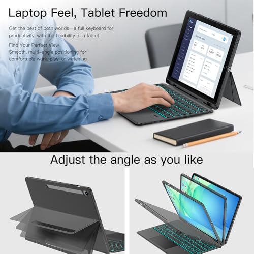 Image of JUQITECH Trackpad Keyboard Case for Samsung Galaxy Tab S10 FE Plus 13.1 inch 2025, Kickstand Magnetic Detachable Soft Tablet Case with Backlit Wireless Keyboard for S10 FE+ SM-X620 /X626 /X626B, S Pen Slot