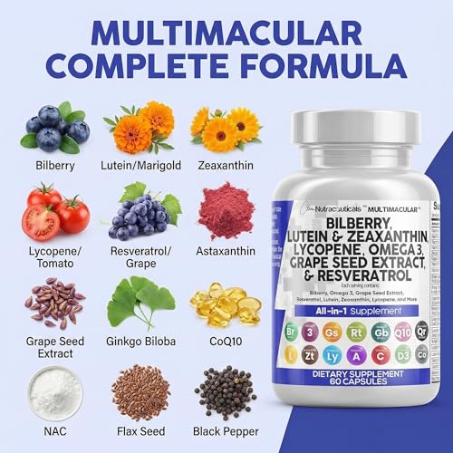 Image of Clean Nutra Eye Vitamins with Bilberry Lutein and Zeaxanthin Supplements Lycopene 40mg Resveratrol Grape Seed Astaxanthin for Eyes - Eye Care Health Support Eye Vitamin and Mineral Supplement