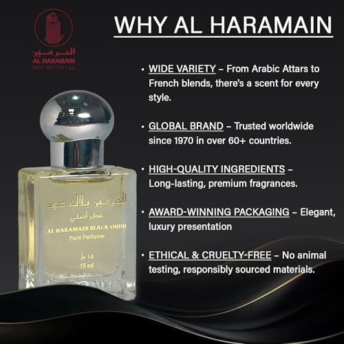 Image of inchAl Haramain Black Oud Attar 15?ml � Unisex Woody Oriental Fragrance with Cedar, Amber & Musk inch