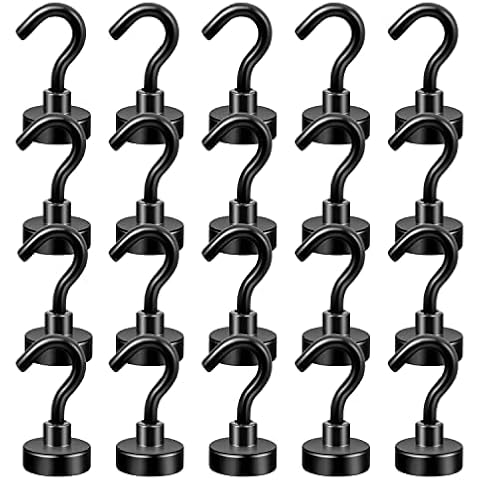 Neosmuk Ganchos magnéticos negros, 22 libras + imanes resistentes con gancho para nevera Cover