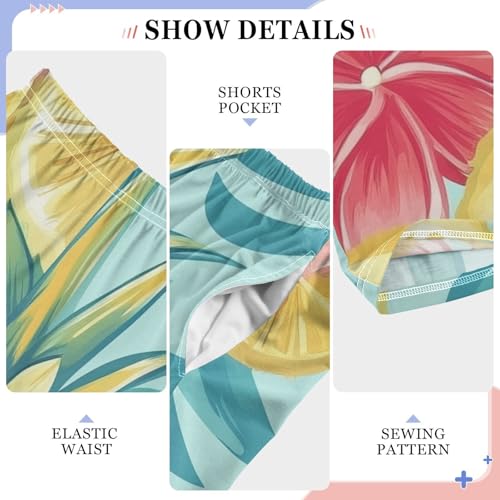 ZZXXB Pineapple Hibiscus Flower Boys Long Pants Soft Trousers Elastic Waist Kids Lounge Bottoms with Pockets S-XL4