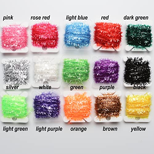 Tinsel Chenille Line Crystal Flash Line 15 Cards Multi Colors Fly Fishing Tying Material Total 75M For Bugs Flies #TOP1