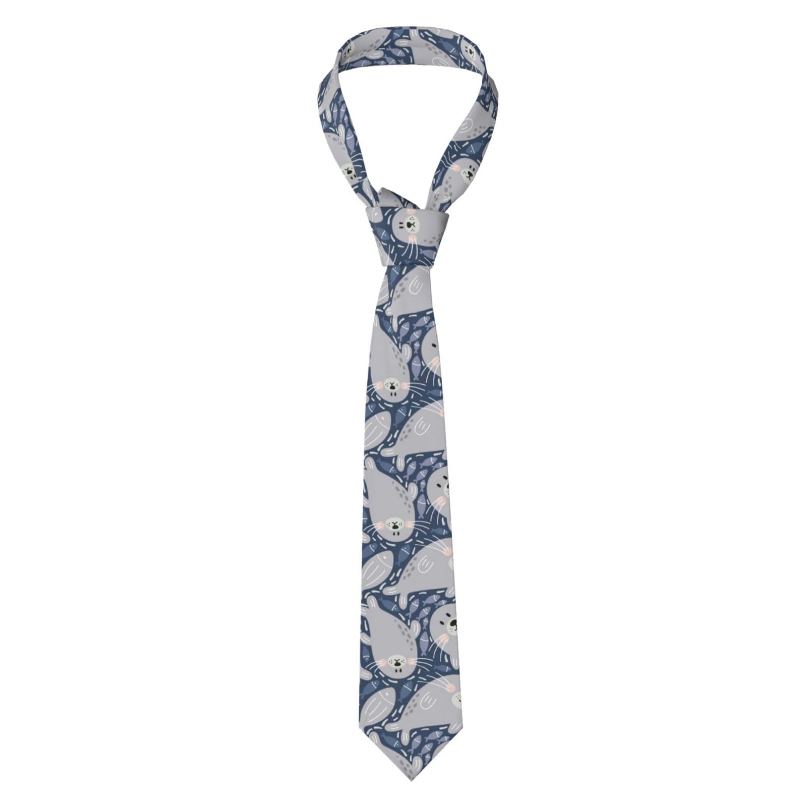 YOFIEN Cute Seal, Neckties Mens Ties Polyester Novelty Skinny Tie