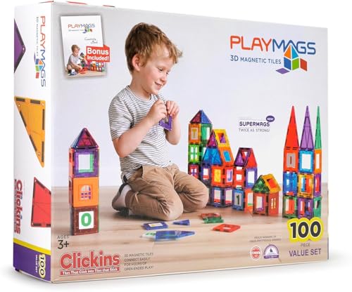Playmags Magnetic Tiles for Kids –...