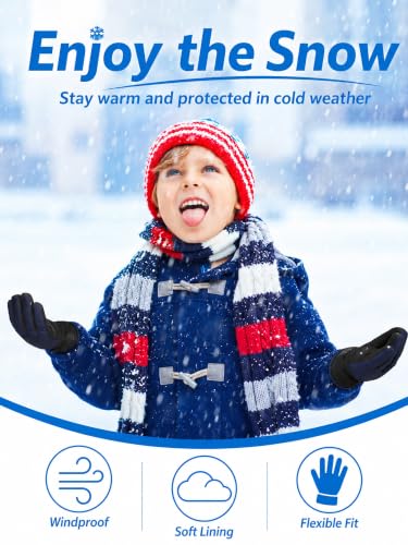 Image of SATINIOR 2 Pairs Kids Winter Snow Gloves Ski Mitten