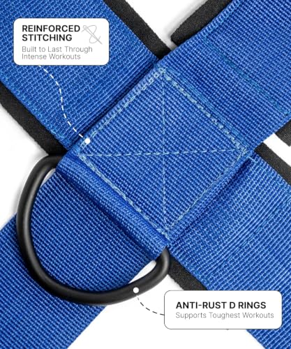 Image of RACE Neck and Head Strengthening Equipment Weight Harness Thick Padded Adjustable Strap with Heavy Duty Steel Chain & Rings for Gym Crossfit Fitness Training Injury Rehab (BLUE)