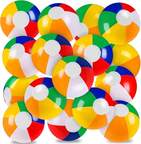 DTYDECLE 12 Stück 30cm Wasserball aufblasbar, Inflatable Beach Ball Bunte Strandball Aufblasbare Regenbogen Strand Spielzeug Ball für Sommer Wasser Pool Schwimmbad Spielzeug