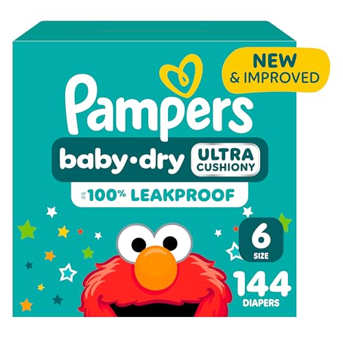 Pampers Diapers - Baby Dry - Size 6, 144 Count, Absorbent Disposable Infant Diaper (Packaging May Vary)