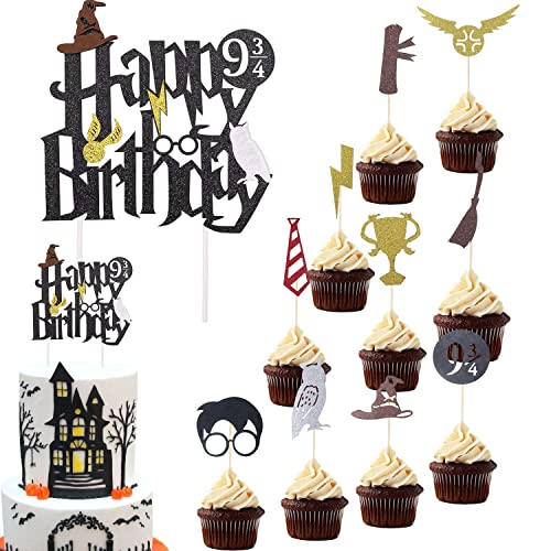 11Pack Wizard Happy Birthday Cake Topper Magical School Wizard Cu...
