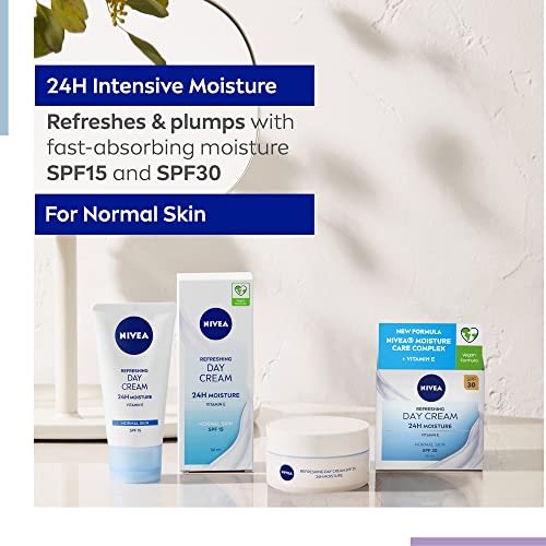NIVEA Refreshing Day Cream (50ml), Day Cream for Women Provides 24 Hour Moisture, NIVEA Face Cream Enriched with Vitamin E and SPF 30 for Normal Skin - Image 6