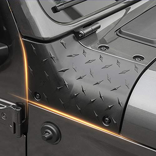 RT-TCZ Cowl Body Armor Jeep Outer Cowl Covers Corner Guards JL Exterior Accessories Parts Textured Black Pair for 2018 2019 Jeep Wrangler JL Sahara Sport Sports Rubicon & Moab