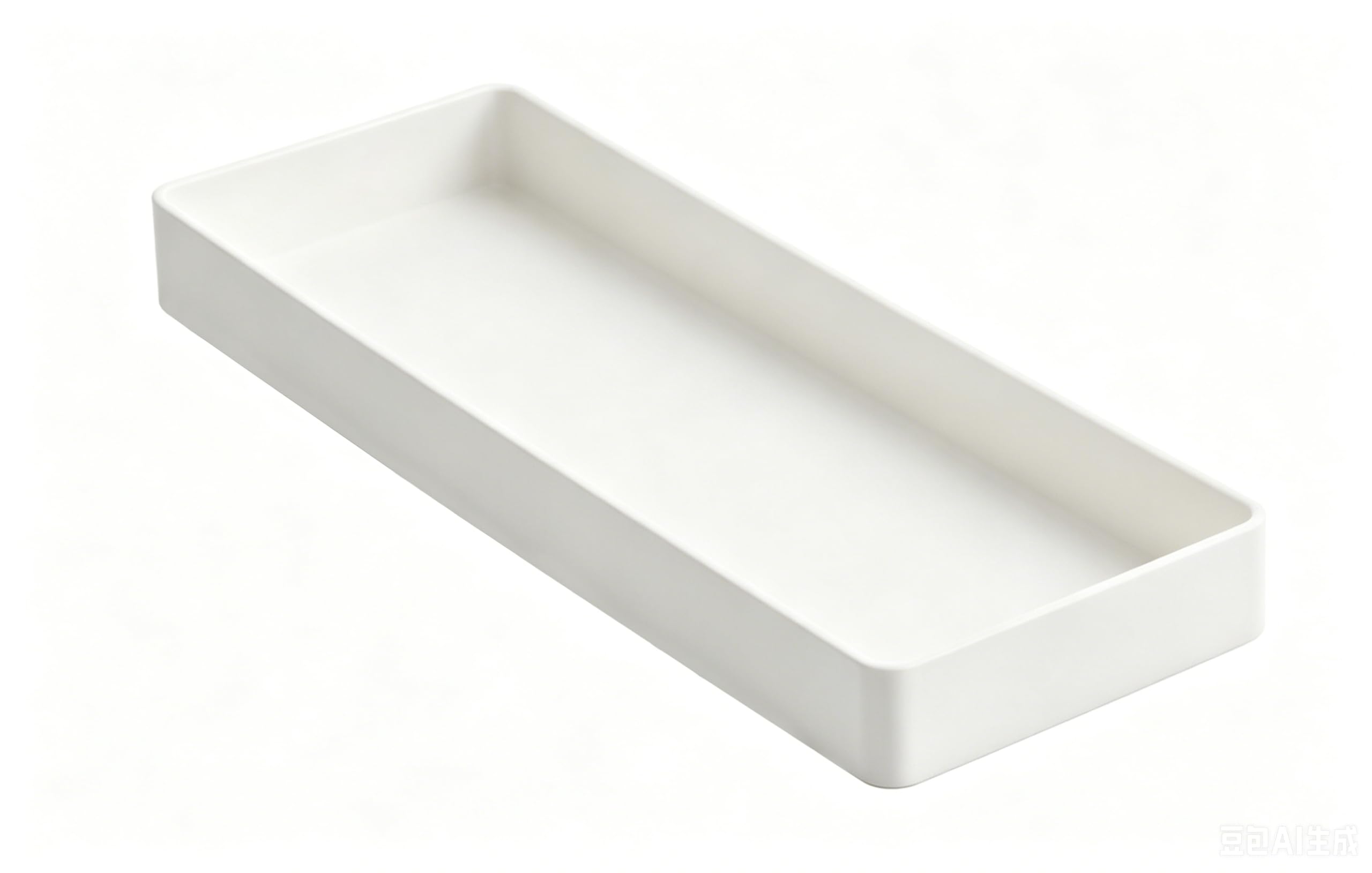 Amazon Basics Plastic Organizer - Half Accessory Tray, Rectangular Desk Tray for Office Supplies, Modular Stackable Design, 23.8 x 8.3 x 2.5 cm, White