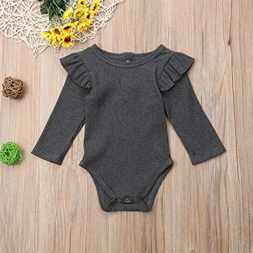 Printasaurus Girls Romper&Jumpsuit 6-12 Months Toddler Baby Kids Girls Boys Long Sleeve Ruched Solid Romper Bodysuit Clothes