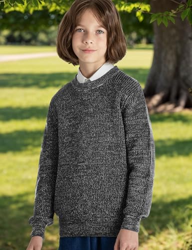 JSTEX Boys Sweater 100% Cotton Knit Kids Pullover Sweater Crew Neck Long Sleeve Striped Sweater for Child Toddler Size 4-144