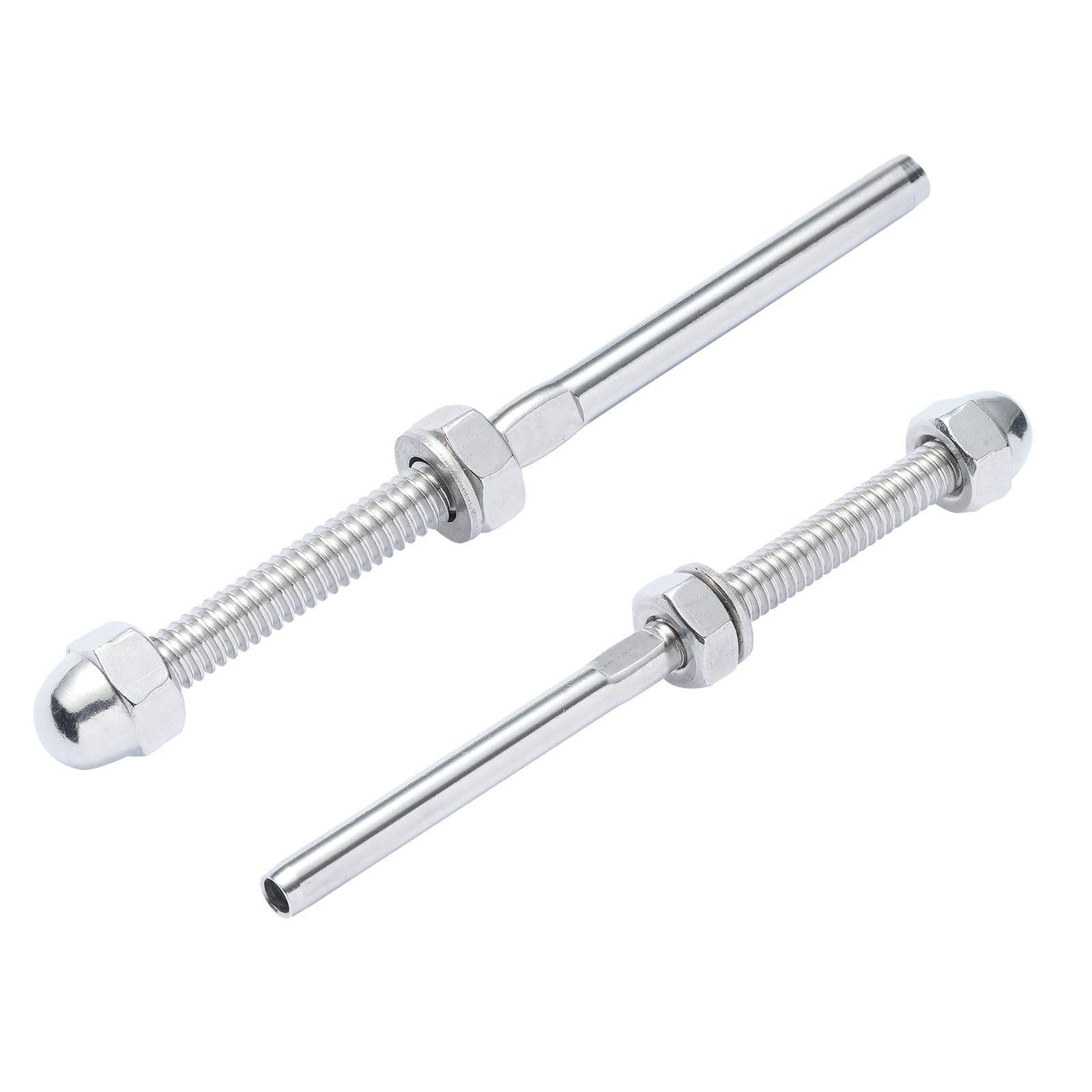 VEVOR 61 Pezzi Terminale di Raccordo per Tensione con Perno Filettato da Ponte da 1/8", Acciaio Inossidabile T316, Tenditore per Ringhiera per Cavi da 1/8" per Pali in Legno/Metallo, Argento