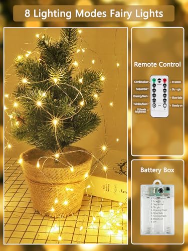 3-Pack 78FT 240 LED Fairy Lights Battery Operated with Timer & Remote, Waterproof Twinkle Lights Indoor Outdoor 8 Modes - Additional View