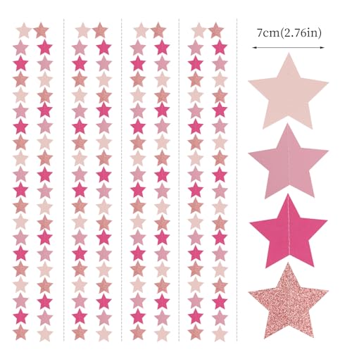 Image of Hot-Pink Rose-Gold Party Decorations Garland - 62ft Twinkle Little Star Hanging Streamers Banner,Birthday Wedding Bridal Baby Shower Bachelorette Engagement Decor Hugtmr