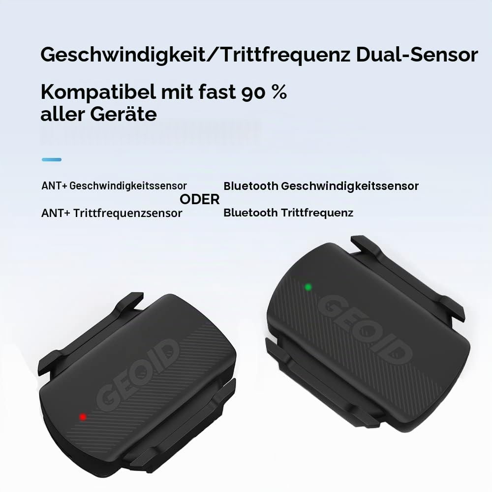GEOID CS600 Radfahren Trittfrequenzsensor und Geschwindigkeitssensor, ANT+/Bluetooth Drahtloser Fahrraddrehzahlsensor Kompatibel mit Fahrradcomputer, iOS/Android APP