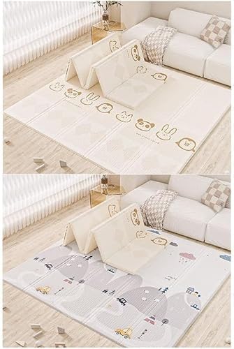 Catonlifer ベビープレイマット ロールタイプ ロールマット リバーシブル 180x200x2cm ベビーマット XPE材質 縁取り 軽量 厚手 折り畳み式 滑り止め 防水防汚 防寒防音 動物 可愛い 赤ちゃん 幼児用プレイマット 遊びマット 敷物