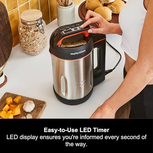 Morphy Richards Soup Maker, 1.6L Dual Programme, Serrator Blade, Easy Clean, Keep Warm, Led Countdown, Add To Function, Detachable Power Cord, Stainless Steel, 501022 - 7