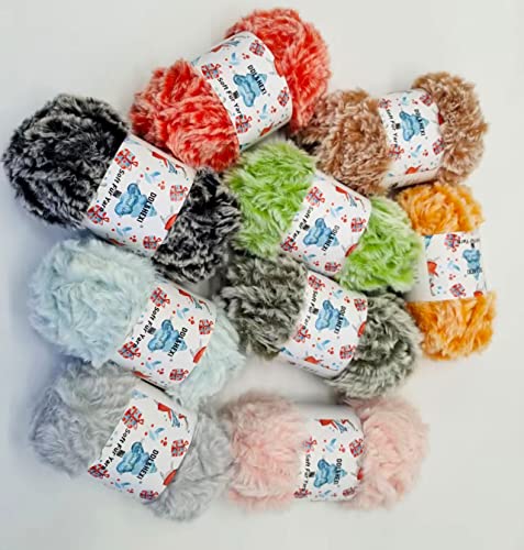 Ddl&Hexi 2 Skeins Super Soft Fur Yarn Chunky Fluffy Faux Fur Yarn Length 2×32M(2×35Yds,50G×2) (1007) #TOP7
