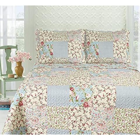 Foral Patchwork Vintage Cottage Bedspread Quilt Cover