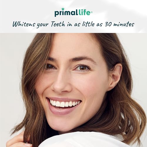 Image of Primal Life Organics Real White Teeth Whitening Strips, All-Natural, Peroxide-Free, 28 Strips, 14 Treatments