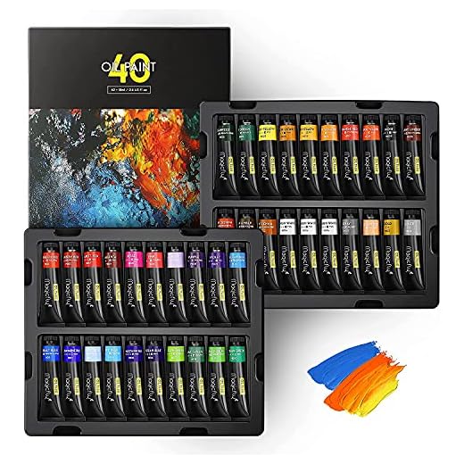 Magicfly Peinture à l'huile 40 Tubes (18ml) Non Toxiques Pigments Riches avec Coffret de Rangement, pour L'Artiste Professionnel, Les Amateurs, Idéal pour Peinture sur Toile