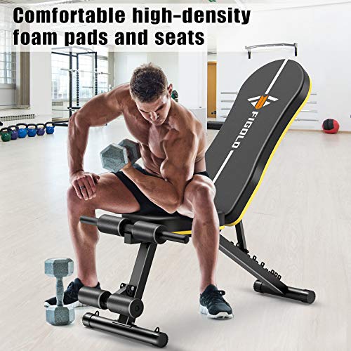 Weight Bench Adjustable, Figolo Workout Bench with Thicken Premium Steel Widen Seat for Home Gym Strength Training Press Bench with Easy Installation - Black