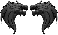 Vista 1 de 2 piezas Cool Wolf Head Car Side/Rear / Front Decor Badge Emblema 3D Autoadhesivo Placa Adhesiva para Coche (negro)