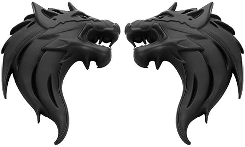 2 piezas Cool Wolf Head Car Side/Rear / Front Decor Badge Emblema 3D Autoadhesivo Placa Adhesiva para Coche (negro)