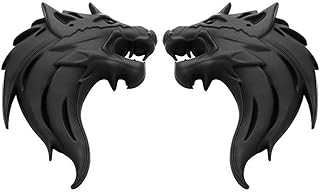 Cool Wolf Head 3D Badge Emblem, Black (2-Pack)