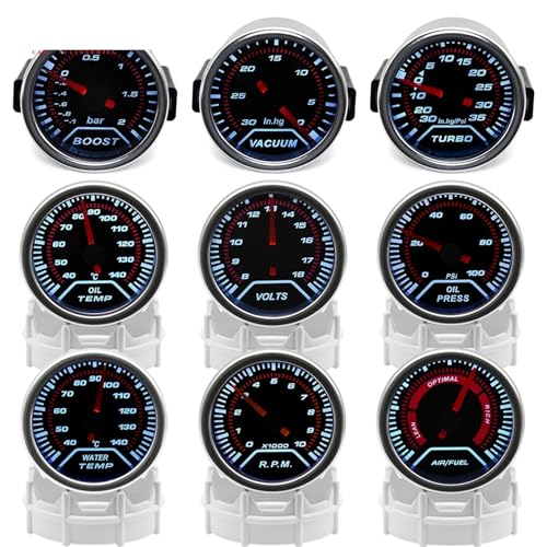 Medidor de Aumento Coche 2" 52mm con voltímetro y tacómetro de 12V 2