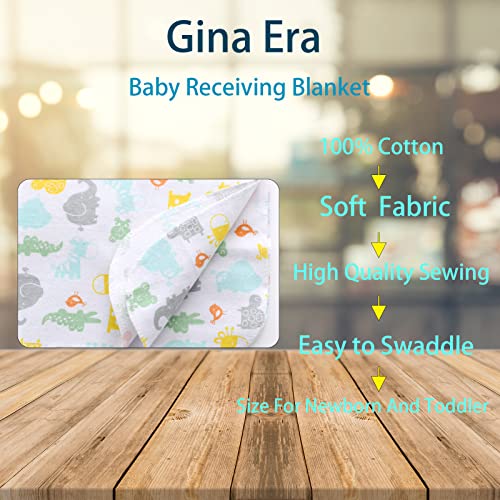 Image of Gina Era Flannel Receiving Blankets, Baby Swaddle Blankets 100% Cotton 4 Pcs One Size 30 X 30 Inch for Baby Boy or Baby Girl (Style3)