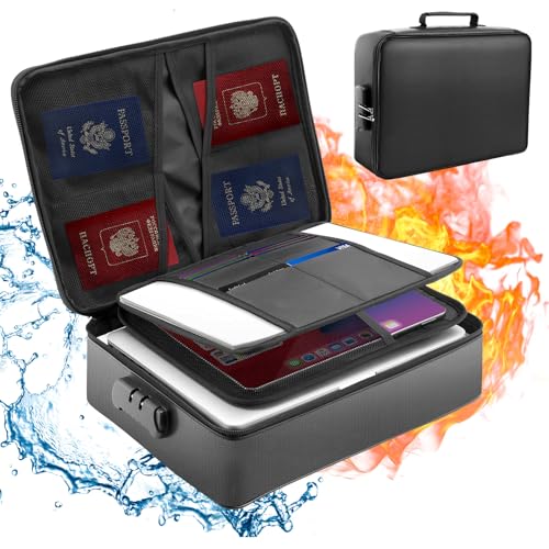 Fireproof Waterproof Document Bag with Lock - Mondoshop Portable...